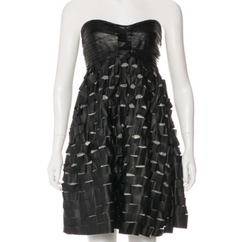 Diane von Furstenberg RARE Black leather Zuko Night Out Dress